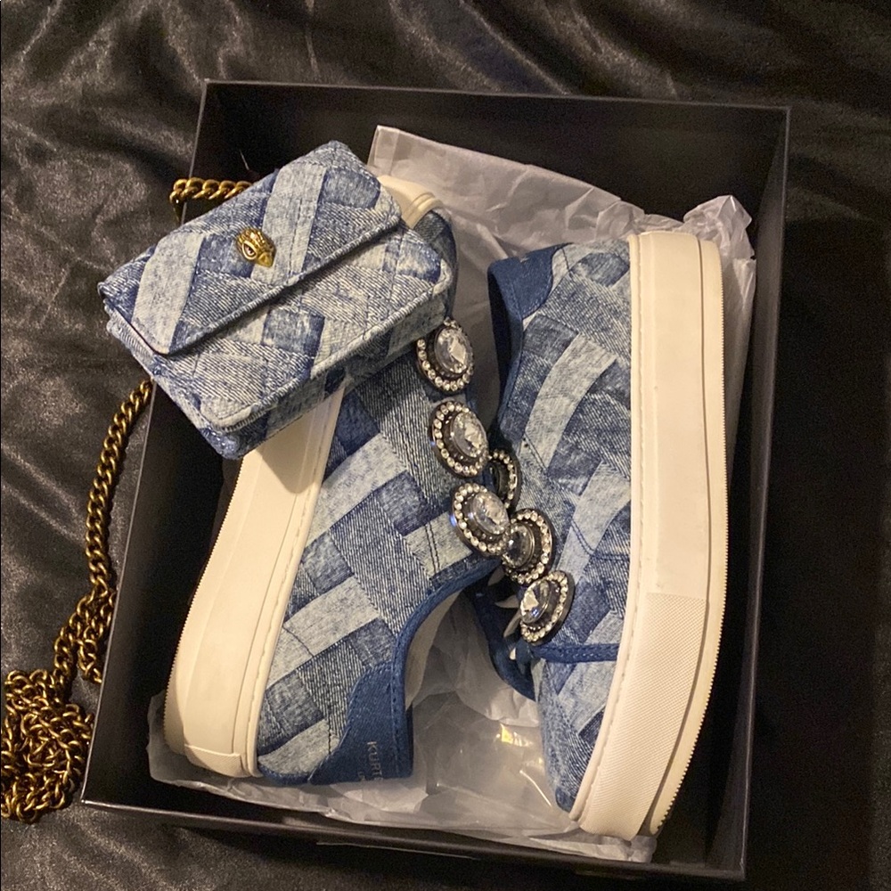 Blue Denim Sneakers with Matching Bag